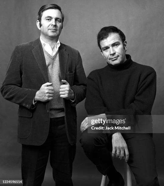 Portrait of the songwriting duo of composer John Kander and lyricist Fred Ebb, December 1969.