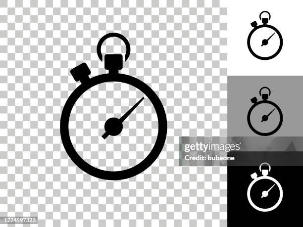 stopwatch icon on checkerboard transparent background - timer stock illustrations