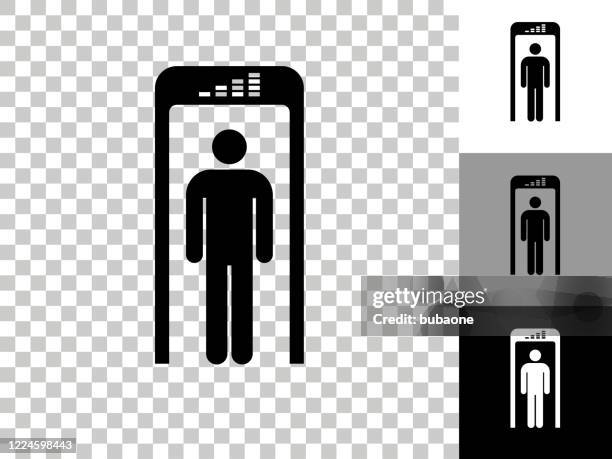 security metal detector icon on checkerboard transparent background - security scanner stock illustrations