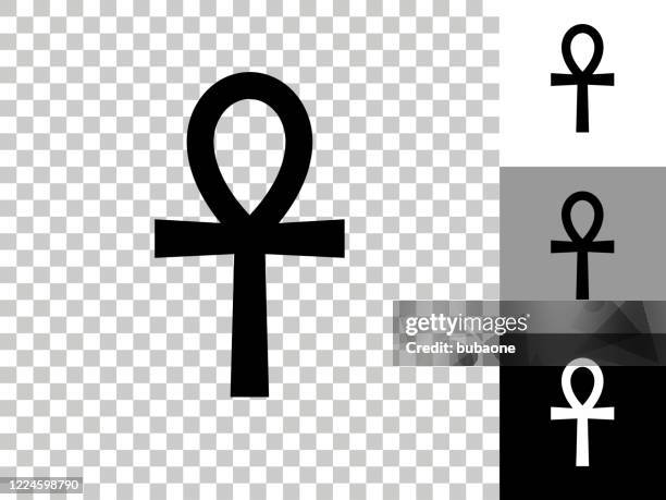 egyptian ankh icon on checkerboard transparent background - ankh stock illustrations