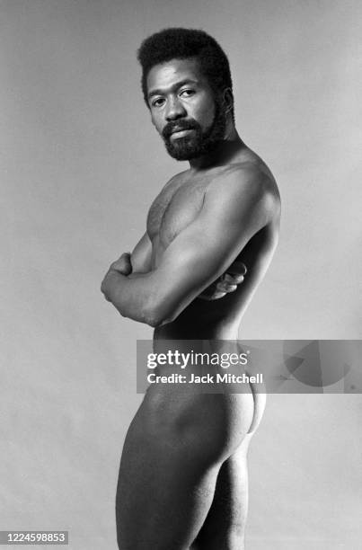 Portrait of actor, singer, and dancer Ben Vereen as he poses naked, August 1972.