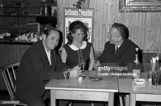 German actors Karl Heinz Hillebrand , Lotti Krekel and Charly Mueller at Munic, Germany, 1960s.