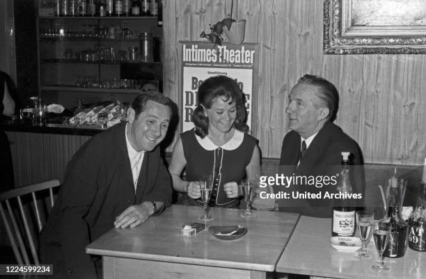 German actors Karl Heinz Hillebrand , Lotti Krekel and Charly Mueller at Munic, Germany, 1960s.