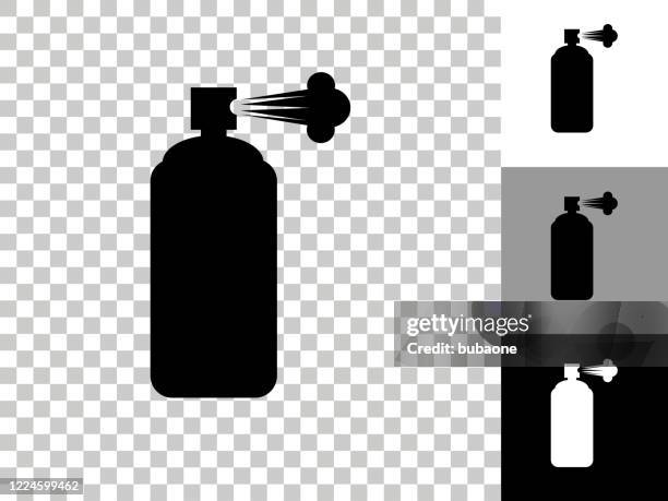 bug spray icon on checkerboard transparent background - infestation stock illustrations