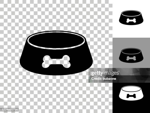 dog bowl icon on checkerboard transparent background - dog transparent background stock illustrations