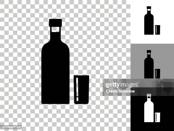 vodka shot icon on checkerboard transparent background - vodka stock illustrations