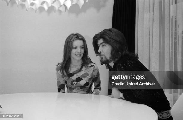 Israeli singer Abi Ofarim and German actress Iris Berben, Germany, 1970s.