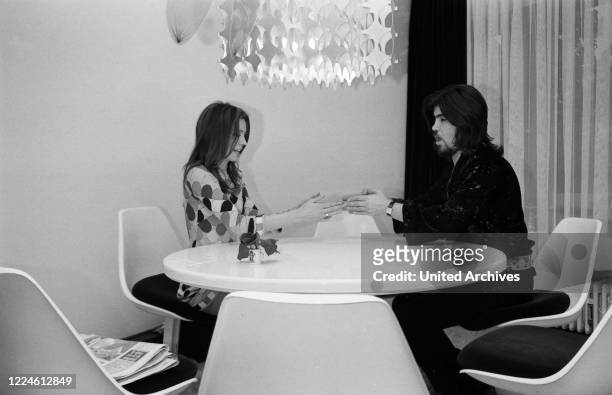 Israeli singer Abi Ofarim and German actress Iris Berben, Germany, 1970s.