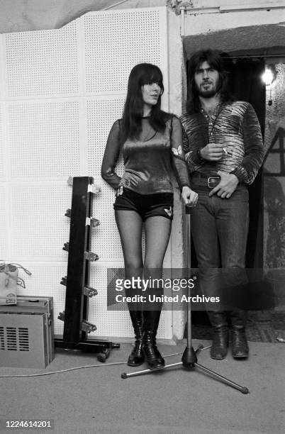 Singer Susan Aviles at Munich with Israeli singer Abi Ofarim, Germany, 1970s.