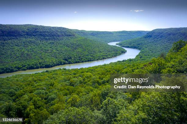 landscape with mountain and winding river - georgia country stockfoto's en -beelden