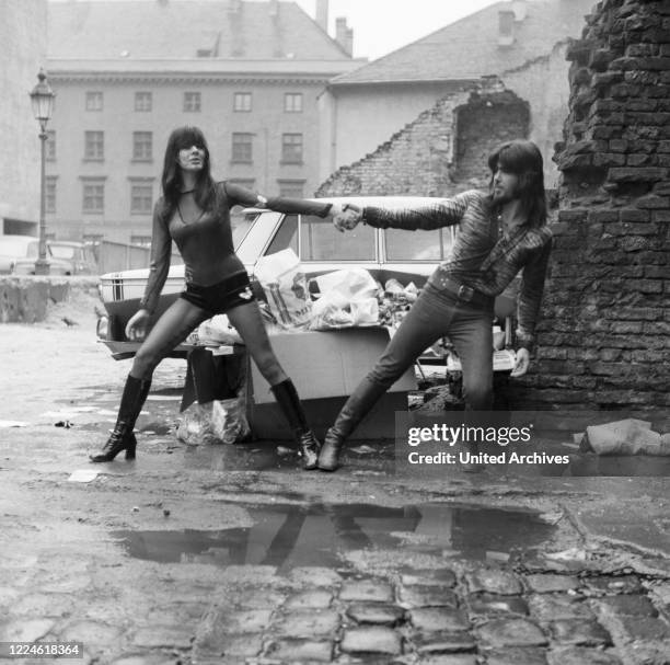 Singers Susan Aviles and Abi Ofarim at Munich, Germany, 1970s.