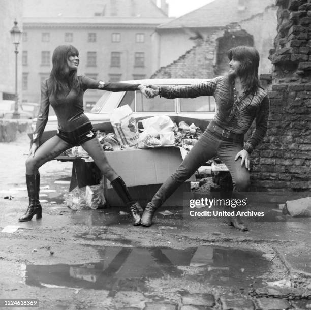 Singers Susan Aviles and Abi Ofarim at Munich, Germany, 1970s.