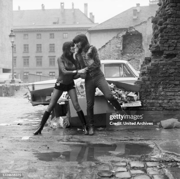 Singers Susan Aviles and Abi Ofarim at Munich, Germany, 1970s.