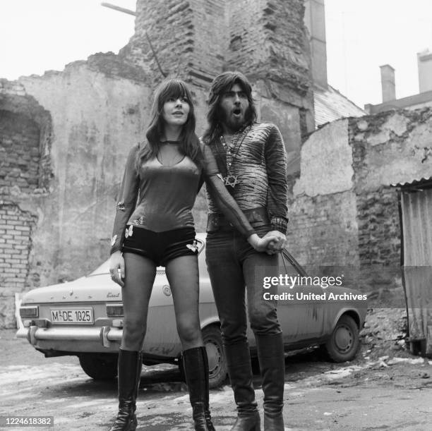 Singers Susan Aviles and Abi Ofarim at Munich, Germany, 1970s.