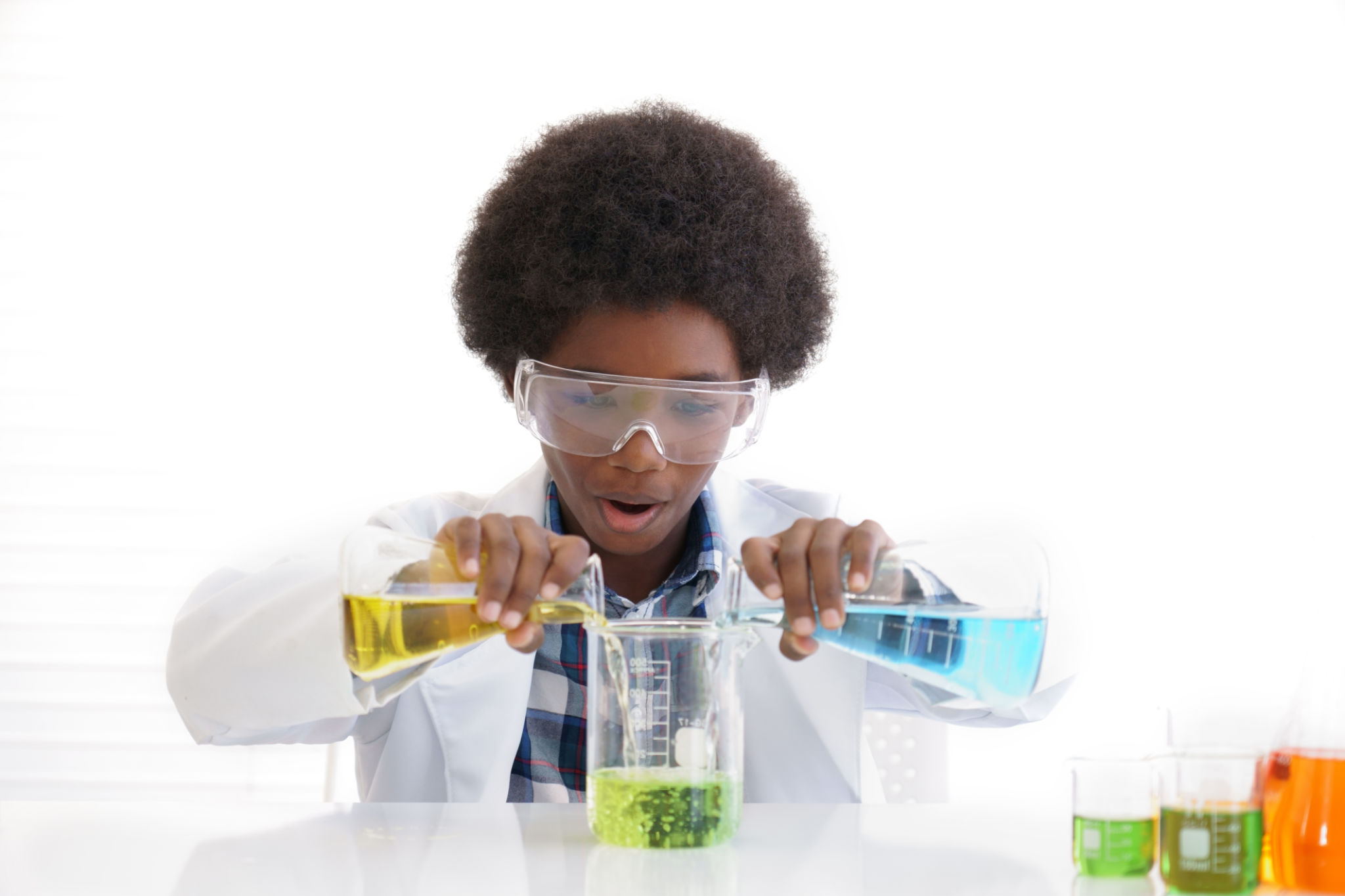 child conducting experiment