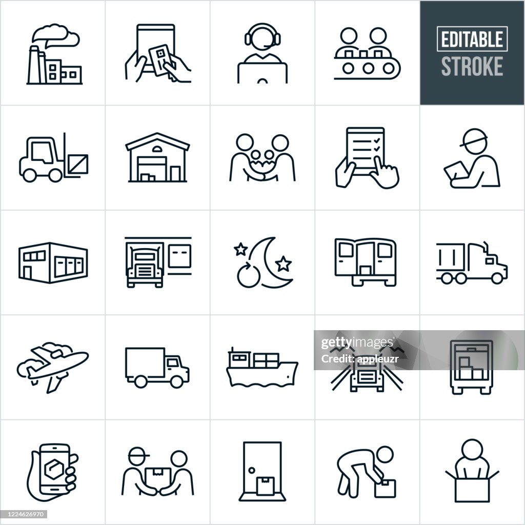 Logistics Thin Line Icons - Editable Stroke