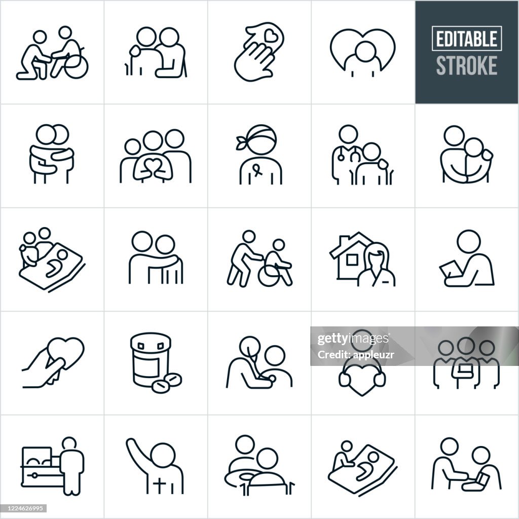 Hospice Thin Line Icons - Editable Stroke