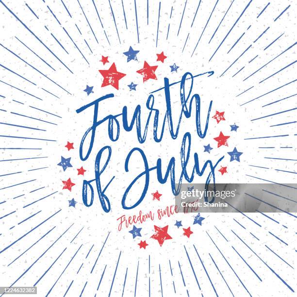 fourth of july holiday greeting card - 4th of july type stock illustrations