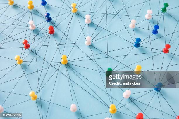 small network of pins - strategy stock pictures, royalty-free photos & images