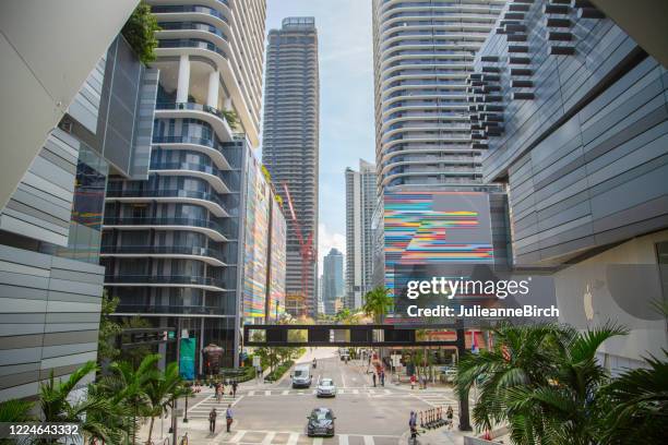 modern brickell city centre mixed use shopping centre and residential buildings - brickell miami stock pictures, royalty-free photos & images