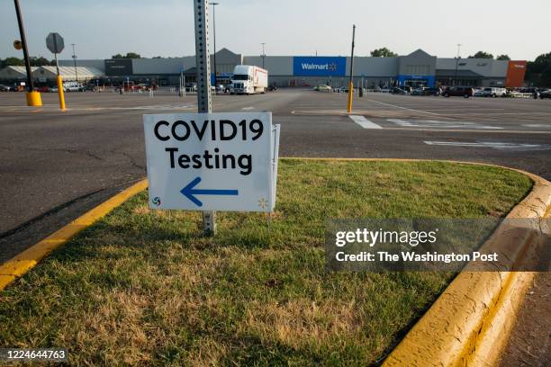 The Covid-19 testing site at the Walmart Supercenter in Joplin, Missouri on July 2, 2020. .