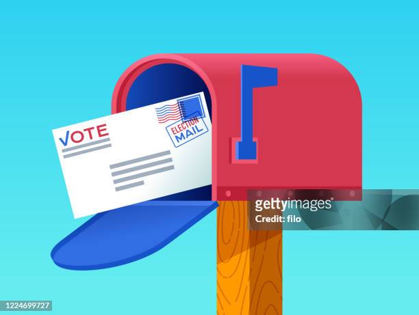 mail-in voting mailbox letter - voting by mail stock illustrations