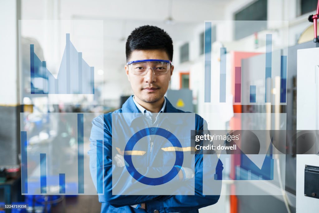 Visual Systems Engineer Asian Engineer Using Virtual Visual Screen In Factory High-Res Stock ...