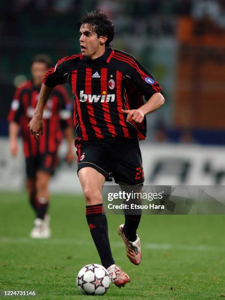 Kaka of AC Milan in action during the UEFA Champions League Round of 16 second leg match between AC Milan and Celtic at the Stadio Giuseppe Meazza on...