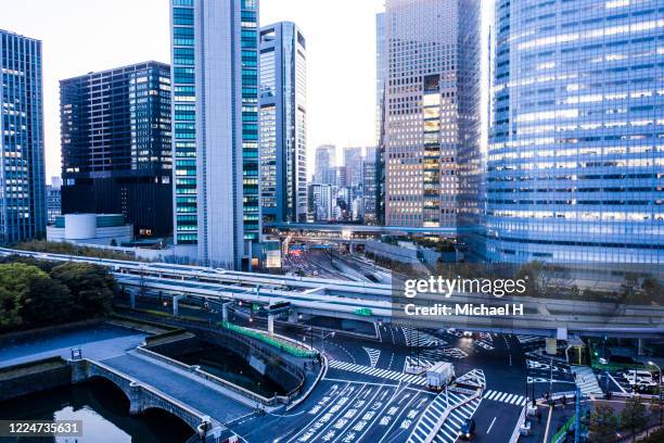 tokyo shiodome aerial view of the downtown - minato stock pictures, royalty-free photos & images