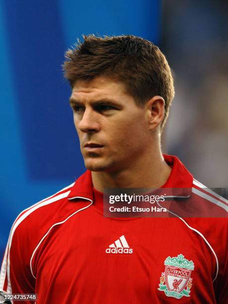 Steven Gerrard of Liverpool is seen prior to the UEFA Champions League Semi Final first leg match between Chelsea and Liverpool at Stamford Bridge on...