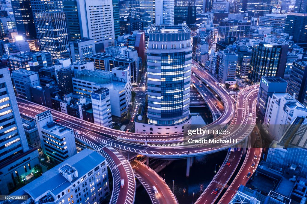 Tokyo aerial view of motorway