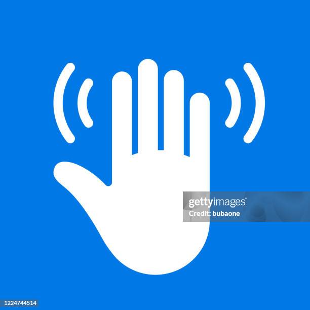 hand waving icon - hand wave stock illustrations