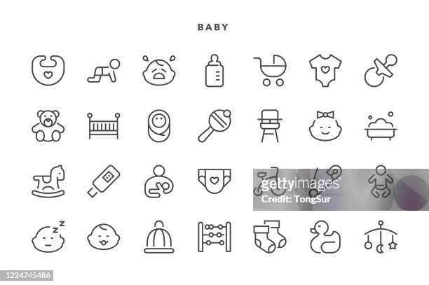 stockillustraties, clipart, cartoons en iconen met de pictogrammen van de baby - kinderkoets
