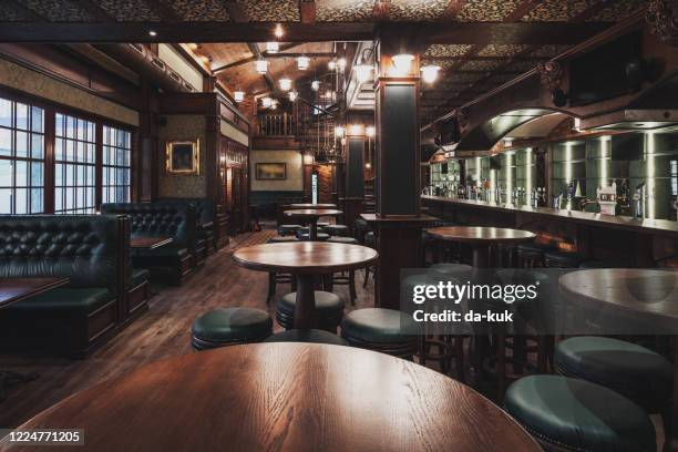 empty restaurant interior - lockdown viewpoint stock pictures, royalty-free photos & images