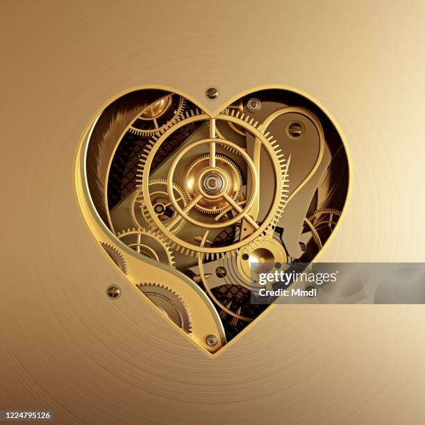 clockwork heart - mecanismo de relógio imagens e fotografias de stock