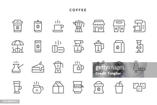 coffee icons - moka pot stock illustrations