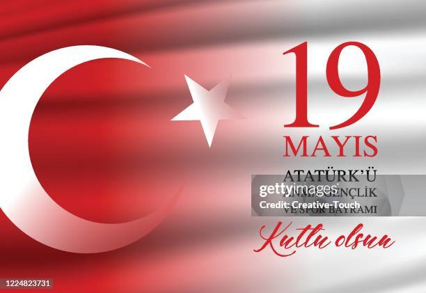 19 may commemoration of ataturk, youth and sports day - number 19 stock illustrations