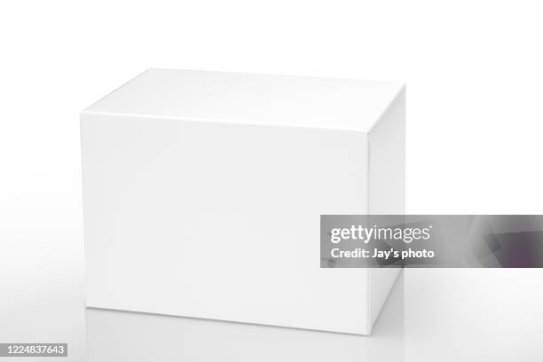 white blank paper box isolated on white background, clipping path - white paper template imagens e fotografias de stock