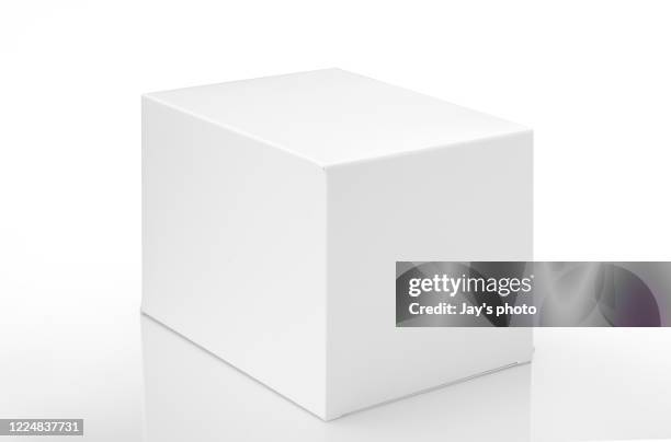 white blank paper box isolated on white background, clipping path - white paper template stock-fotos und bilder