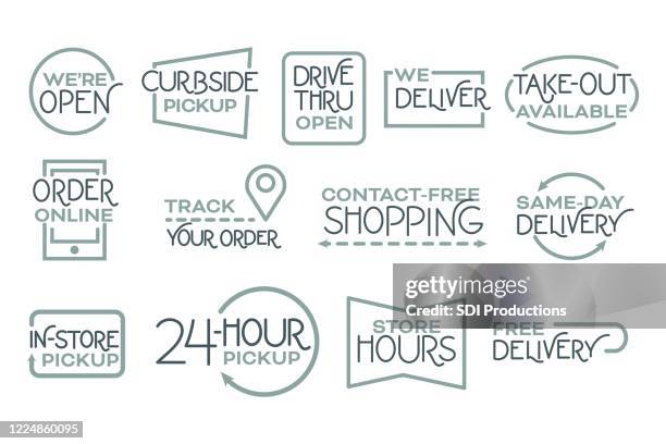 retail and restaurant informational signs - state of emergency sign stock illustrations