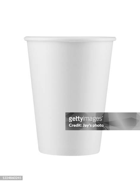 white disposable coffee cup isolated on white background with clipping path. real photo. paper. - disposable cup bildbanksfoton och bilder