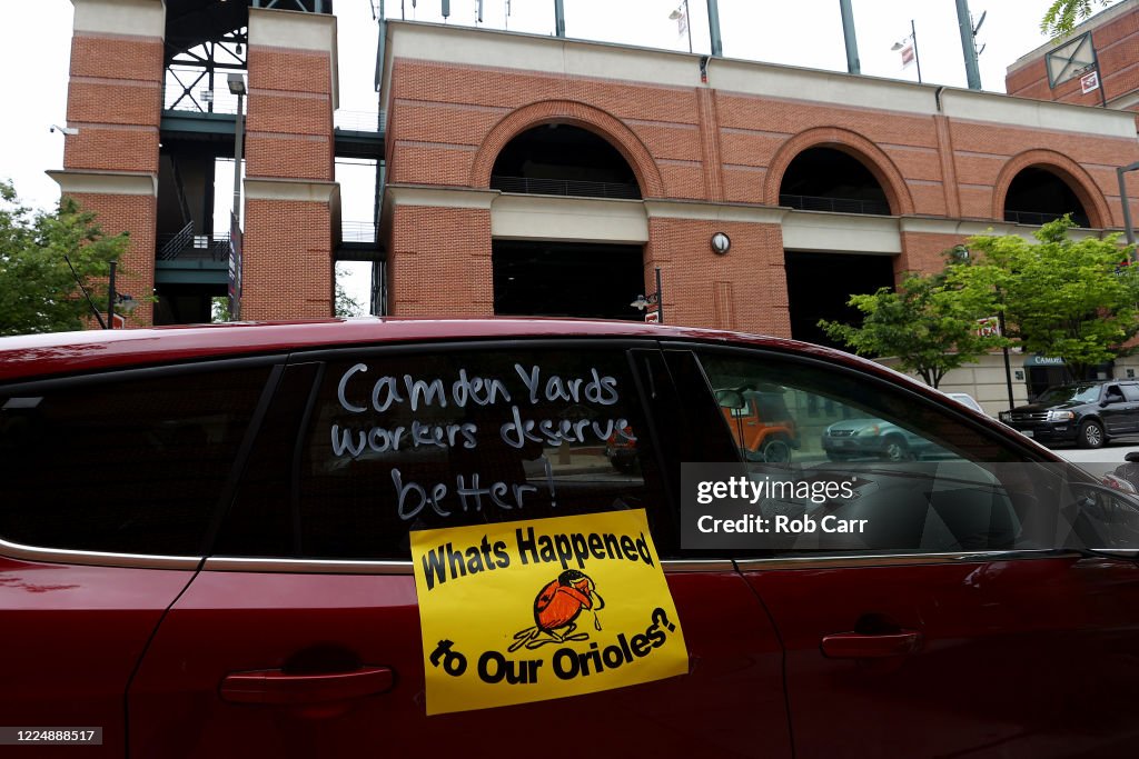 Camden Yards Concession Workers Rally For Unemployment Insurance Benefits