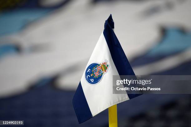 Detail of FC Porto flag before the Liga Nos match between FC Porto and Belenenses SAD at Estadio do Dragao on July 5, 2020 in Porto, Portugal.