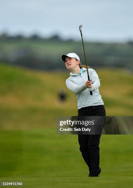 Louth , Ireland - 6 July 2020; Kate Dwyer pitches onto the 10th green during the Flogas Irish Scratch Series at the Seapoint Golf Club in...