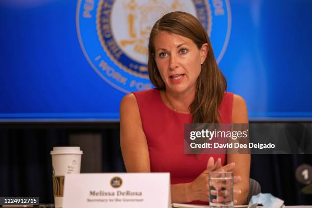 New York Secretary to the Governor Melissa DeRosa speaks during a COVID-19 briefing on July 6, 2020 in New York City. On the 128th day since the...