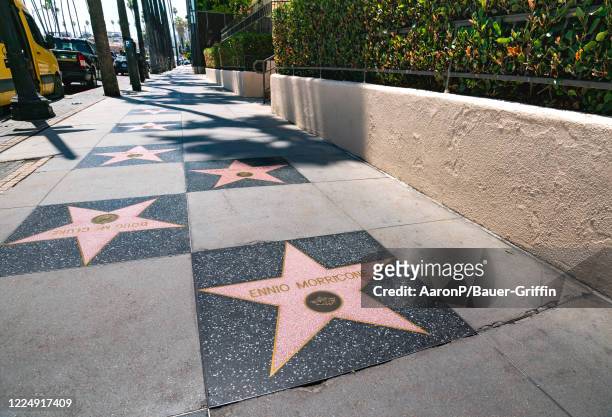 Ennio Morricone's star for achievement in Live Performance on the Hollywood Walk of Fame after the announcement of his death on July 06, 2020 in Los...