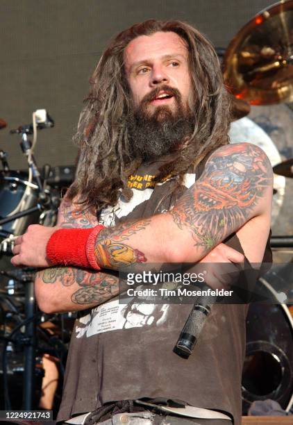 Rob Zombie performs at Ozzfest 2002 at Shoreline Amphitheatre on August 25, 2002 in Mountain View, California.