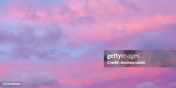 pink and violet colour sky at sunset - pink clouds stock pictures, royalty-free photos & images