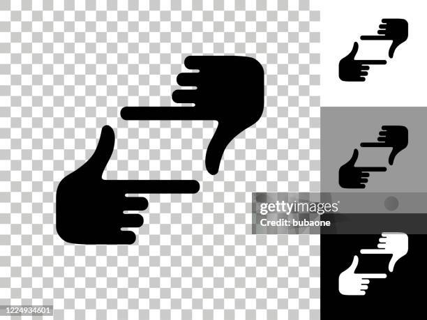 hand framing icon on checkerboard transparent background - looking through fingers stock illustrations