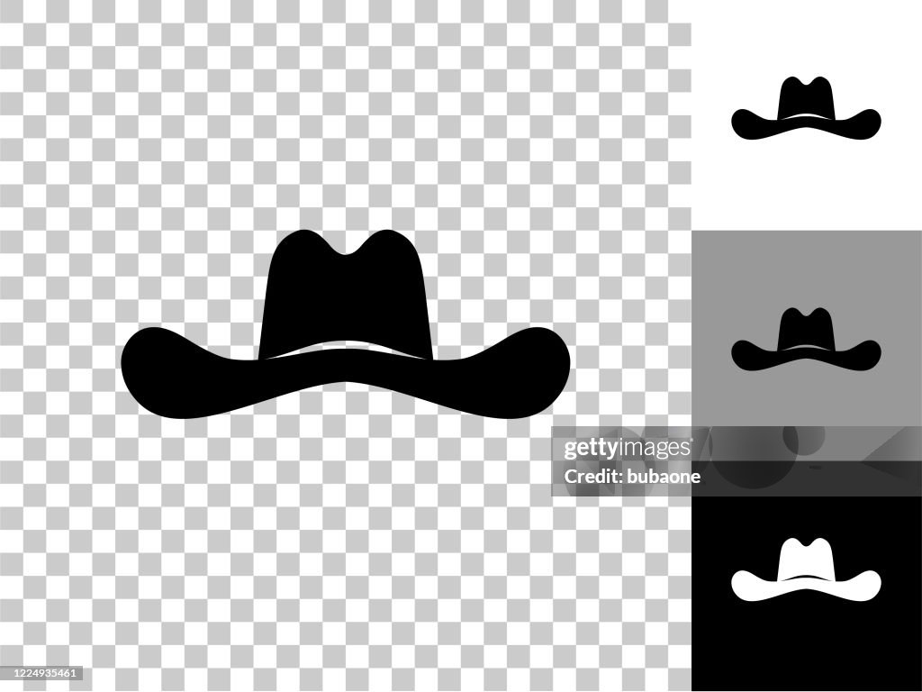 Cowboy Hat Icon on Checkerboard Transparent Background